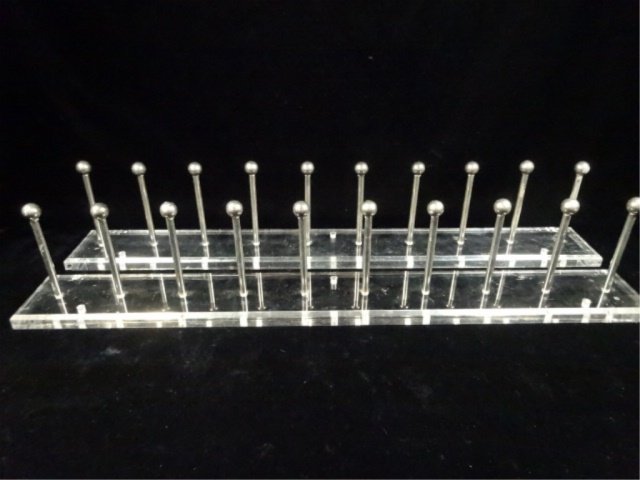 PAIR LUCITE TIE RACKS, APPROX 20" X 2.5" X 4" (1 of 1)