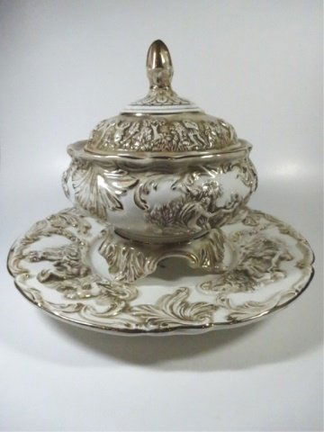 2 PC R. CAPODIMONTE PLATTER & COVERED BOWL, PLATTER (1 of 6)
