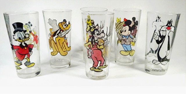 6 PC DISNEY GLASSES, APPROX 6.25"H, INCLUDES UNCLE (1 of 9)