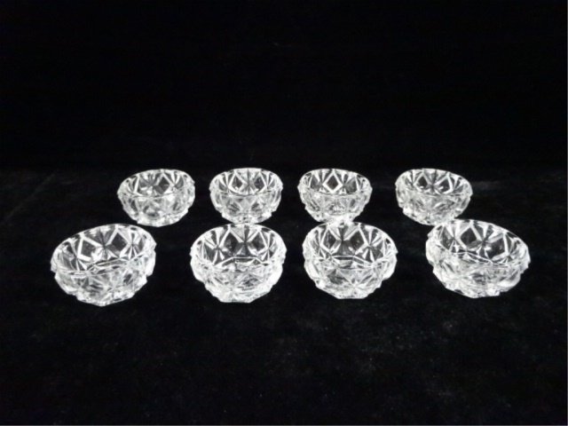 8 PC CRYSTAL SALT CELLARS: 8 PC CRYSTAL SALT CELLARS