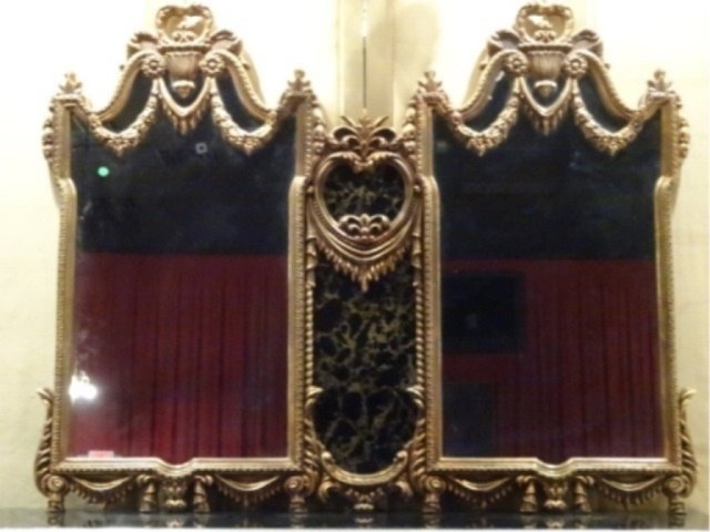 ORNATE MID CENTURY MIRROR, 3 PANELS, WITH ANTIQUED (1 of 6)