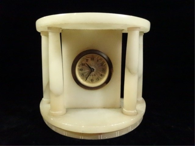 VINTAGE MERCEDES CLOCK, MARBLE CASE WITH COLUMNS, WIND (1 of 6)