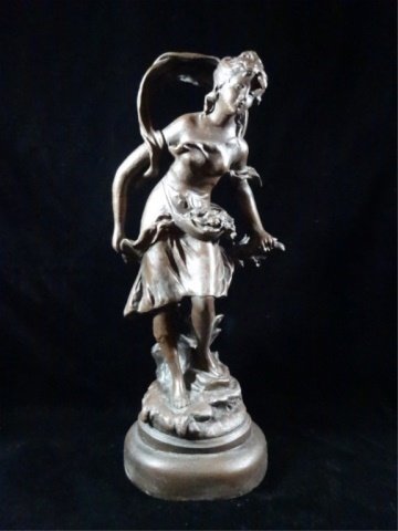 AFTER AUGUSTE MOREAU FIGURAL SCULPTURE, YOUNG WOMAN, (1 of 10)