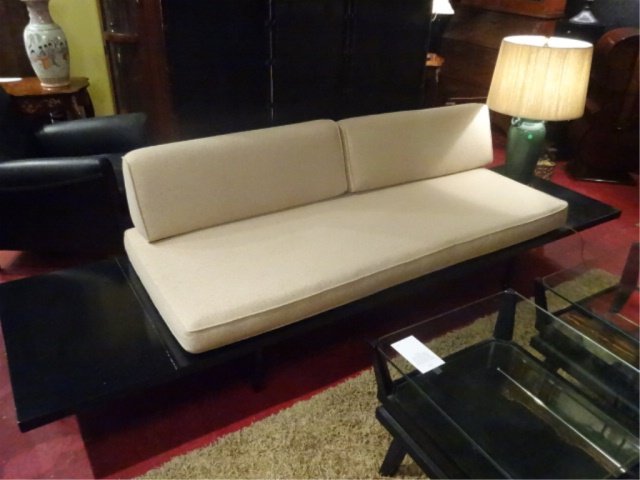 1960's MID CENTURY MODERN SOFA, BUILT IN END TABLES, (1 of 7)