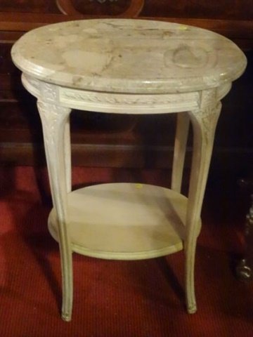 LOUIS XV MARBLE TOP SIDE TABLE WITH UNDERTIER, ANTIQUE (1 of 4)