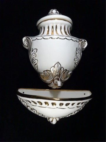 VINTAGE 3 PIECE WALL POCKET FOUNTAIN, MARKED GARLAND (1 of 5)