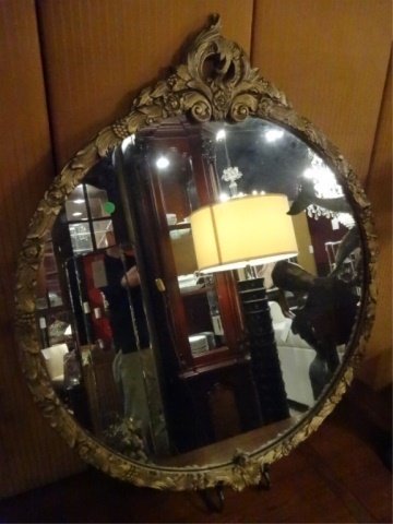 ROCOCO ROUND GILT WOOD MIRROR, VERY GOOD CONDITION, (1 of 5)