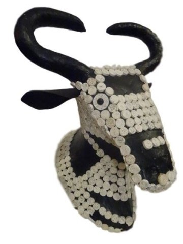 LARGE PAPIER MACHE BULL HEAD, WHITE AND BLACK, GOOD (1 of 4)