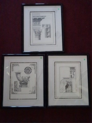 3 ARCHITECTURAL PRINTS, MATTED WITH BLACK FRAMES, VERY (1 of 7)