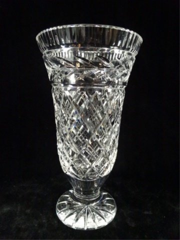 CRYSTAL VASE WITH PEDESTAL BASE, APPROX 7"H (1 of 3)