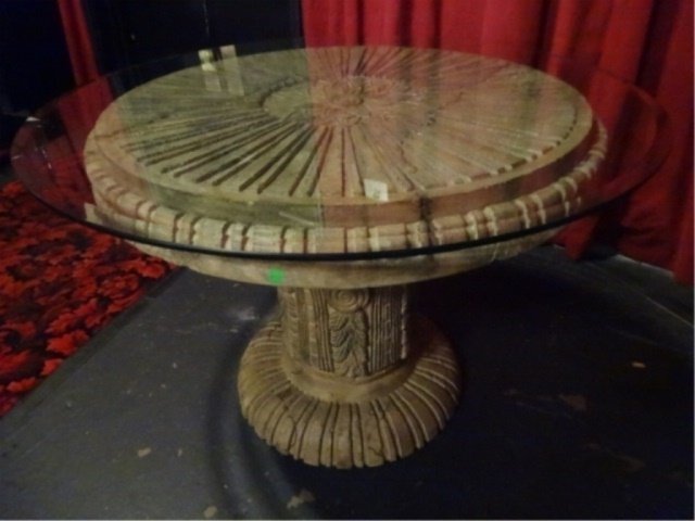 NEOCLASSICAL DINING OR SIDE TABLE, INDOOR OUTDOOR RESIN (1 of 3)