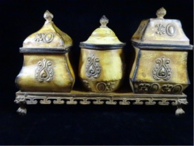 4 PC CANISTER SET, INCLUDES 3 CANISTERS & TRAY, METAL, (1 of 7)