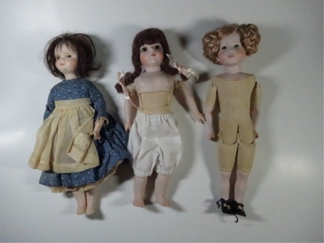 3 PC BISQUE/PORCELAIN DOLLS, TALLEST APPROX 13" (1 of 7)