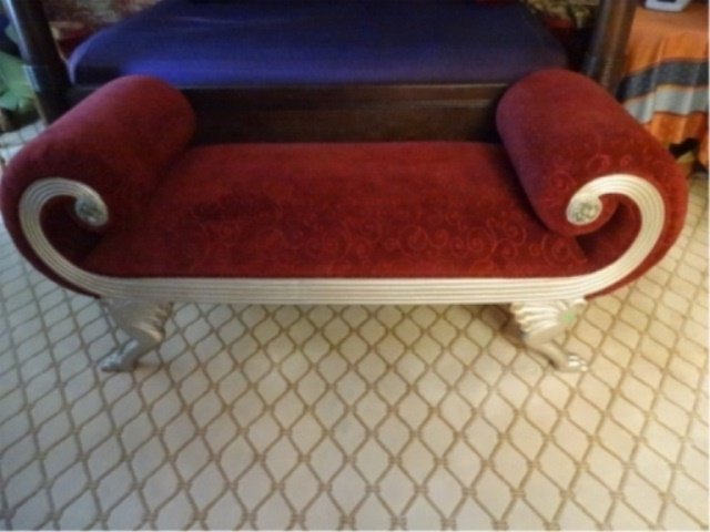 LARGE SILVER GILT CURVED ARM BENCH, WITH GRIFFIN LEGS (1 of 6)