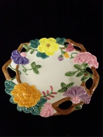 FITZ & FLOYD PORCELAIN PLATE, FLOWERS AND TWIG DESIGN, (1 of 6)