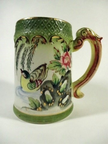 HANDPAINTED MUG, BIRD & FLORAL DESIGN, MADE IN JAPAN, (1 of 5)