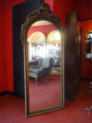 LARGE SHELL CREST CARVED WOOD MIRROR, VERY GOOD (1 of 6)