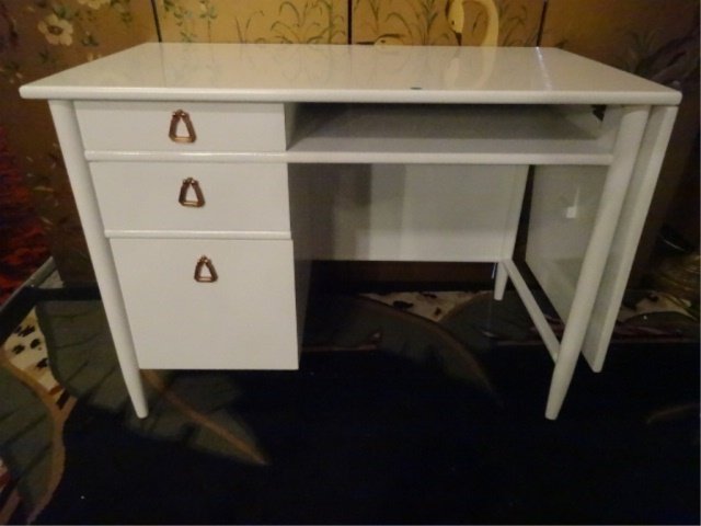MID CENTURY MODERN DESK BY HERITAGE HENREDON, NEW WHITE (1 of 6)