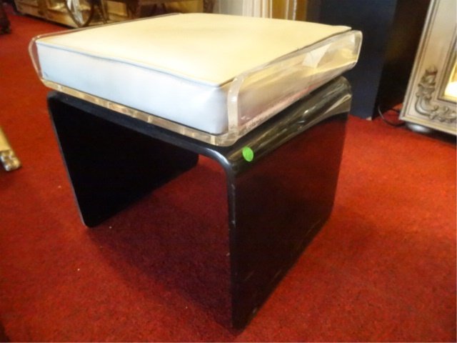 1970's ACRYLIC SWIVEL STOOL OR VANITY BENCH, WHITE (1 of 4)