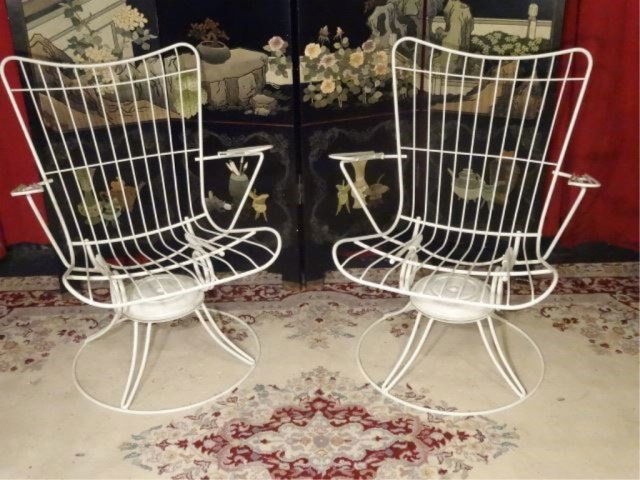 PAIR 1960's HOMECREST WIRE PATIO ARMCHAIRS, WHITE (1 of 7)