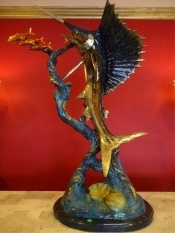 HUGE PATINATED BRONZE SAILFISH SCULPTURE, LIMITED (1 of 10)