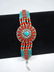 TURQUOISE & CORAL BRACELET, APPROX 8"L - 4