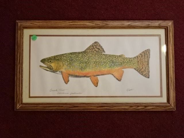 EILEEN KLATT BROOK TROUT PRINT, PENCIL SIGNED LOER (1 of 5)