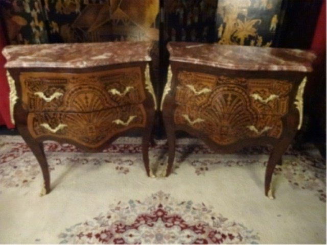 2 LOUIS XV STYLE BOMBE CHESTS, BEVELED MARBLE TOPS, 2 (1 of 10)