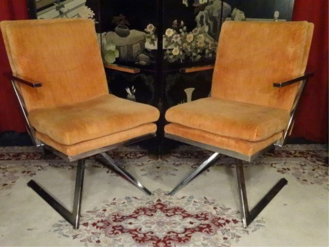 PAIR 1970's CHROME Z BASE ARMCHAIRS, MILO BAUGHMAN (1 of 8)
