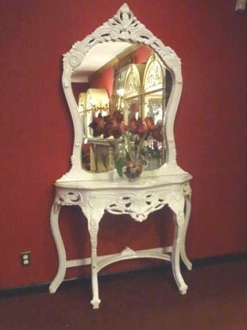 2 PC LOUIS XV STYLE CONSOLE AND MIRROR, MARBLE TOP, NEW (1 of 10)