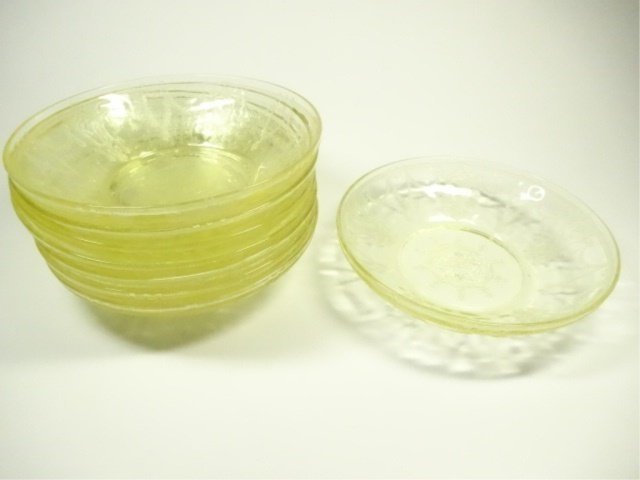8 PC YELLOW DEPRESSION GLASS BOWLS, APPROX 5.5" (1 of 5)