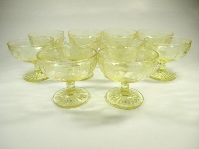 10 PC YELLOW DEPRESSION GLASS SHERBETS, ANCHOR HOCKING (1 of 4)