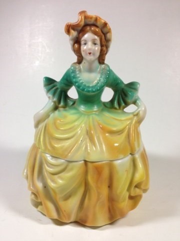 PORCELAIN FIGURAL BOX, MADE IN OCCUPIED JAPAN, FIGURE (1 of 5)