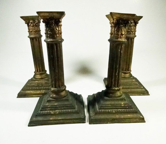 4 STERLING SILVER CANDLESTICKS, CORINTHIAN COLUMN (1 of 9)