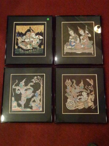 4 THAI FIGURAL PRINTS, MATTED AND FRAMED, EXCELLENT (1 of 8)