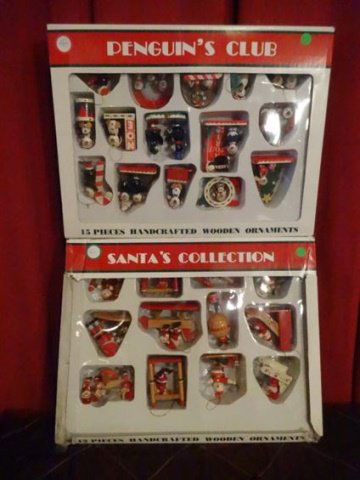 27 PC WOOD CHRISTMAS ORNAMENTS, CARVED AND PAINTED, IN (1 of 8)