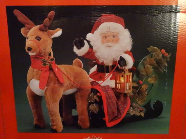 LARGE ANIMATED CHRISTMAS SANTA WITH REINDEER AND SLED, (1 of 10)