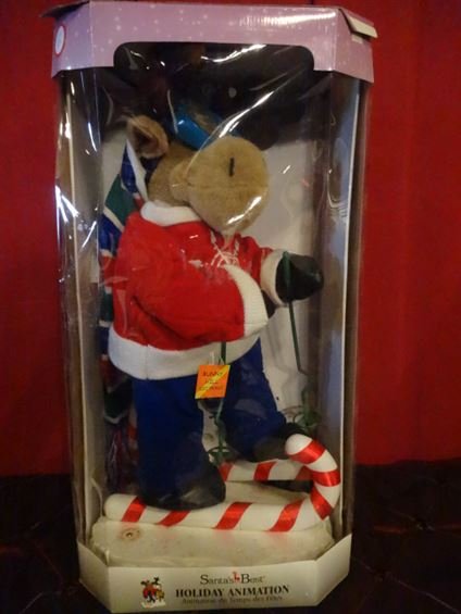 LARGE ANIMATED CHRISTMAS SKI REINDEER FIGURE, ON CANDY (1 of 6)