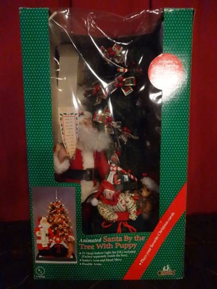 LARGE ANIMATED CHRISTMAS SANTA FIGURE, SANTA WITH PUPPY (1 of 9)