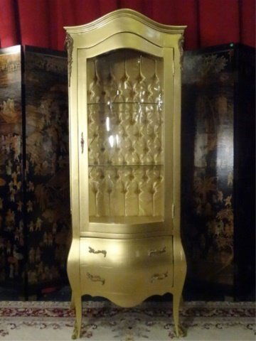 LOUIS XV STYLE GOLD VITRINE, GILT BRONZE MOUNTS, GLASS (1 of 9)