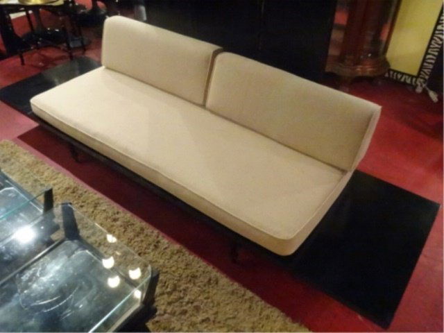 1960's MID CENTURY MODERN SOFA, BUILT IN END TABLES, (1 of 7)