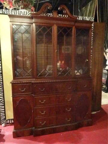CHIPPENDALE MAHOGANY BREAKFRONT, BOOKCASE TOP WITH 4 (1 of 10)