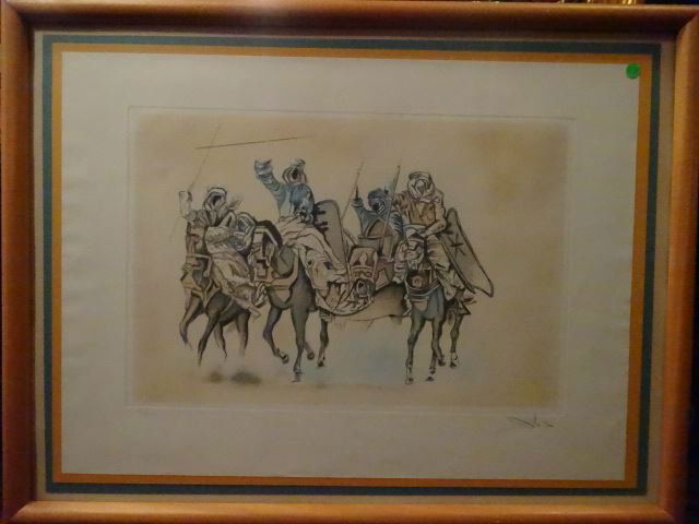 AFTER SALVADOR DALI PRINT, BATTLE SCENE, FRAMED SIZE (1 of 8)