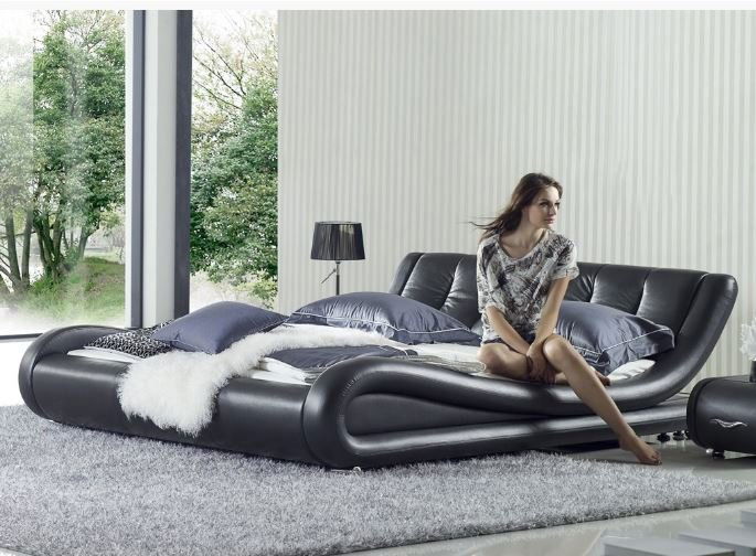 LEATHER WRAPPED IQ BED, KING SIZE, MODERN DESIGN, MADE (1 of 10)