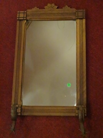 OAK MIRROR WITH SPUR COAT HOOKS, 24" X 12", SKU931.12 (1 of 6)