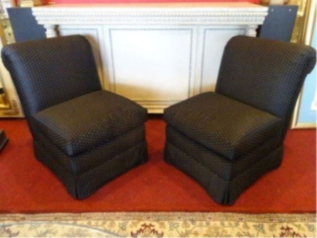 PAIR MASON ART NEW YORK SLIPPER CHAIRS, CUSTOM MADE IN (1 of 7)