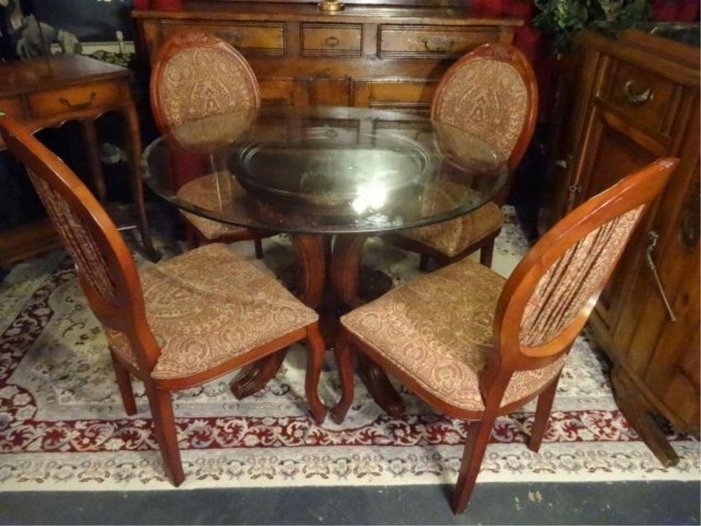 5 PC MAHOGANY FINISH DINING SET, TABLE AND 4 CHAIRS, (1 of 6)