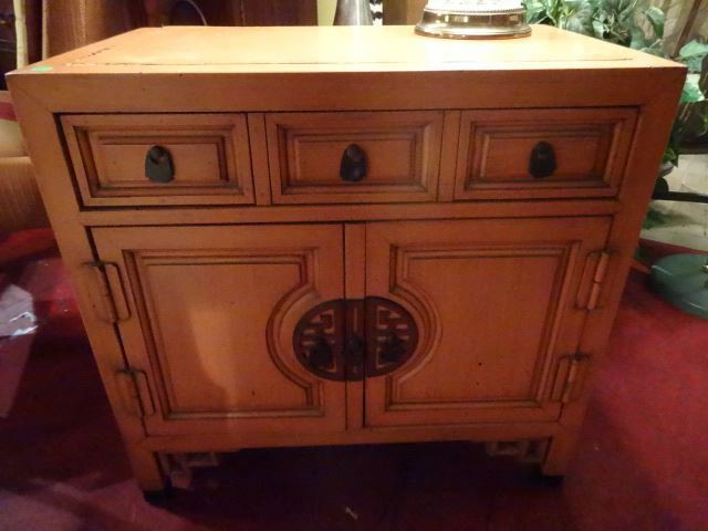 CENTURY FURNITURE ASIAN CABINET, PALE SAFFRON FINISH, (1 of 5)