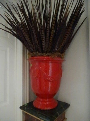 LARGE LE CHENE VERT FRENCH ANDUZE CERAMIC URN, RED (1 of 5)