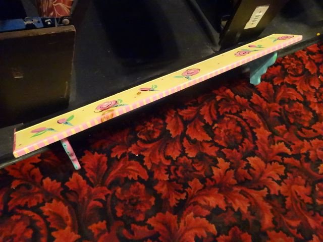 PAINTED WOOD SHELF WITH FLORALS, APPROX 4'W (1 of 4)